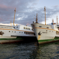 Istanbul, ferry in Karakoy pier.