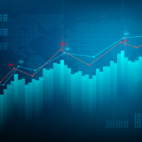 Finance chart. Stock graph market. Growth business blue vector background. Bond data online bank